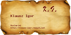Klausz Igor névjegykártya